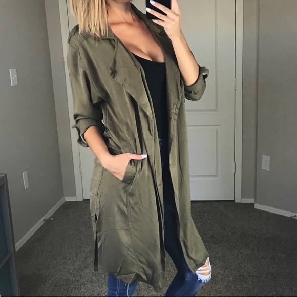 - Olive Trench Coat - - Picture 2 of 6